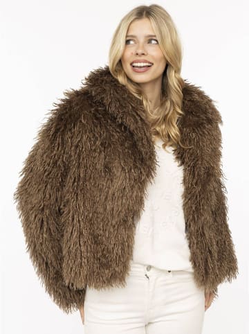 Zwillingsherz Kunstpelzjacke "Fluffy" in Hellbraun