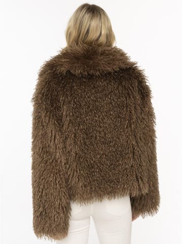 Zwillingsherz Kunstpelzjacke "Fluffy" in Hellbraun