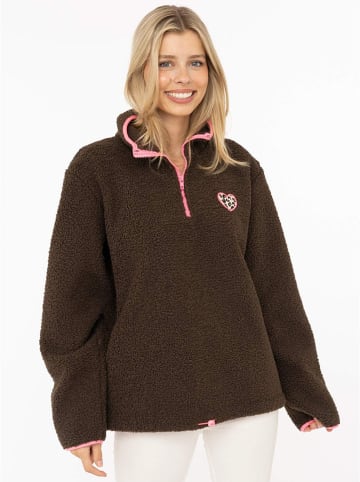Zwillingsherz Fleecepullover "Leo" in Braun