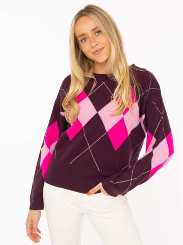 Zwillingsherz Kaschmir-Pullover in Bordeaux/ Lila