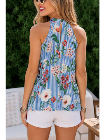 Milan Kiss Blousetop blauw/wit