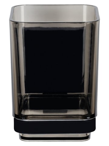Wenko Wand-Zahnputzbecher ''Quadro'' in Schwarz - (B)7,5 x (H)10 x (T)10 cm