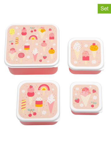 a little lovely company 4er-Set: Lunchboxen "Ice-cream" in Pink