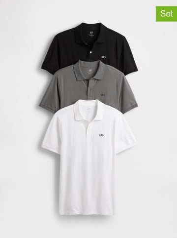 GAP 3-delige set: Poloshirts grijs/zwart/wit