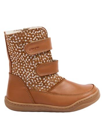 POM POM Skórzane buty barefoot w kolorze jasnobrązowym