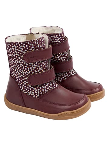 POM POM Skórzane buty barefoot w kolorze bordowym
