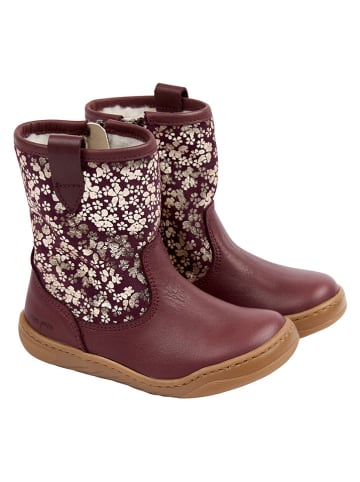 POM POM Skórzane buty barefoot w kolorze bordowym