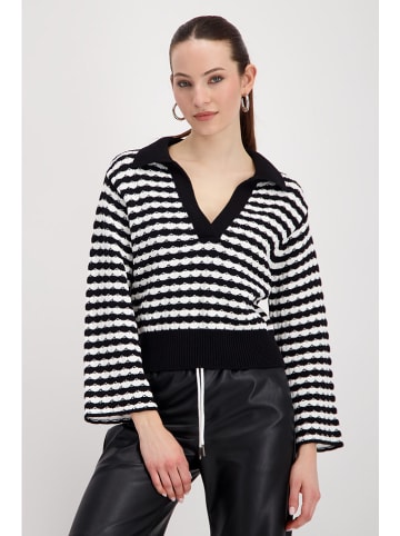 monari Pullover in Schwarz/ Weiß