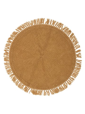 Bloomingville Wełniany dywan "Lenea" w kolorze żółtym - Ø 110 cm