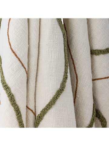 Bloomingville Wohndecke ''Osasio'' in Creme/ Grün - (L)150 x (B)130 cm