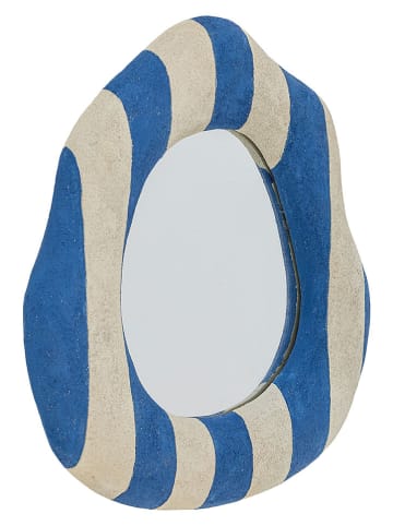 Bloomingville Spiegel "Travis" blauw/crème - (B)39 x (H)38 cm