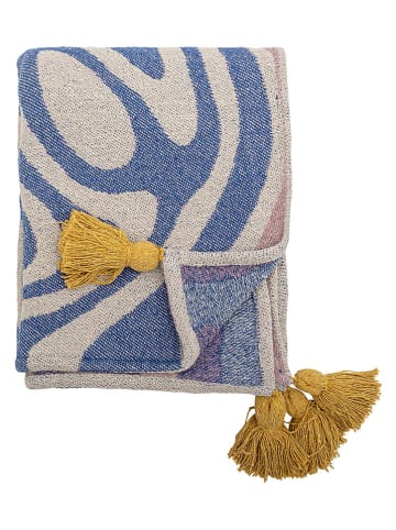 Bloomingville Wohndecke ''Arlie'' in Blau/ Creme - (L)160 x (B)130 cm