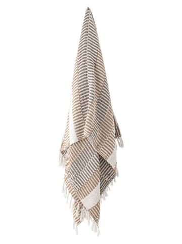 Bloomingville Wohndecke ''Isnel'' in Beige/ Weiß - (L)160 x (B)130 cm