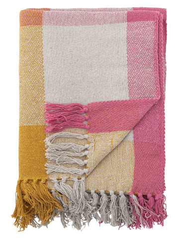 Bloomingville Wohndecke ''Hadley'' in Pink/ Gelb - (L)160 x (B)130 cm