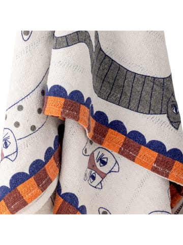 Bloomingville Wohndecke ''Missy'' in Weiß/ Orange/ Blau - (L)160 x (B)130 cm