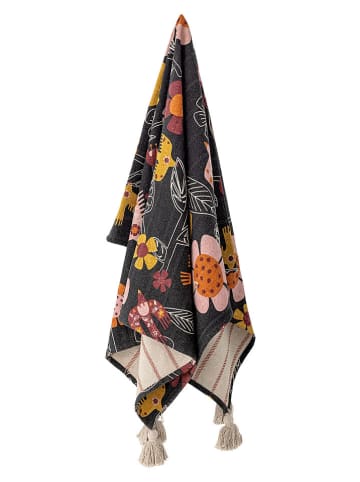 Bloomingville Wohndecke ''Vivielle'' in Schwarz/ Gelb - (L)160 x (B)130 cm