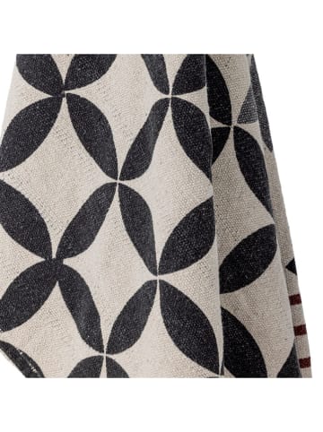 Bloomingville Koc "Forma" w kolorze kremowo-czarnym - 160 x 130 cm