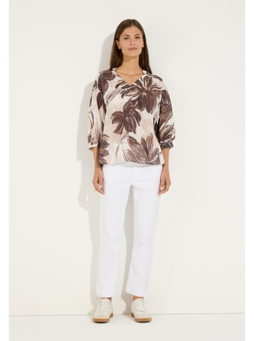 More & More Bluse in Beige/ Braun/ Weiß