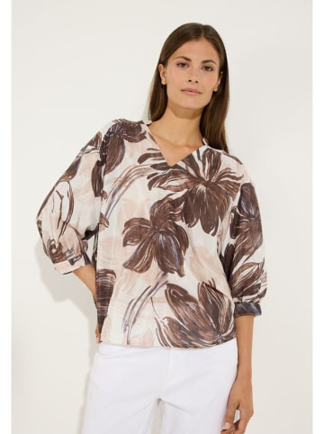 More & More Bluse in Beige/ Braun/ Weiß