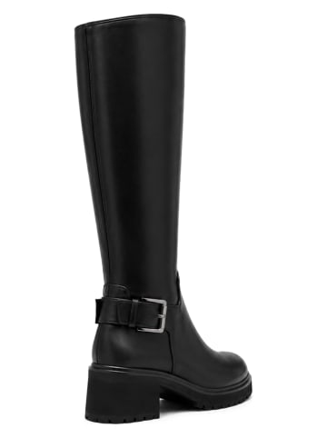 Leder-Stiefel in Schwarz