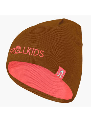 Trollkids Wende-Beanie "Troll" in Pink/ Hellbraun