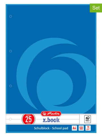 Herlitz 5-delige set: schriften ''A4/50 Lin.25'' blauw