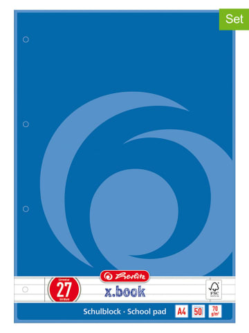 Herlitz Zeszyty (5 szt.) "A4/50 Lin.27" w kolorze niebieskim