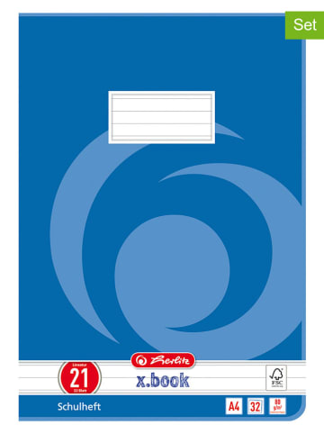 Herlitz 5-delige set: schriften ''A4/32 Lin.21'' blauw