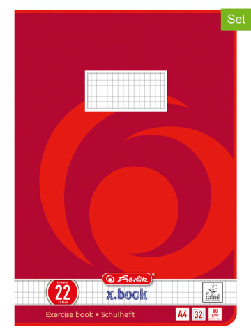 Herlitz 5er-Set: Hefte ''A4/32 Lin.22'' in Rot