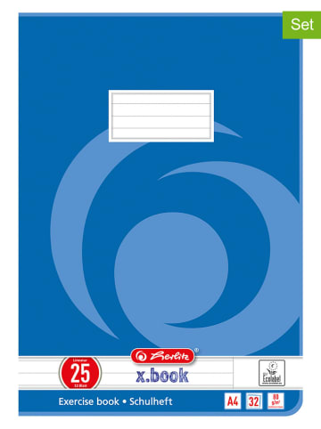 Herlitz Zeszyty (5 szt.) "A4/32 Lin.25" w kolorze niebieskim