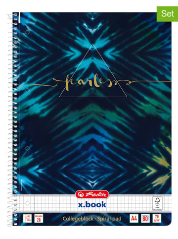 Herlitz Kołozeszyty (2 szt.) "N. Bat.Fearl A4/80 Lin.28" w kolorze granatowym