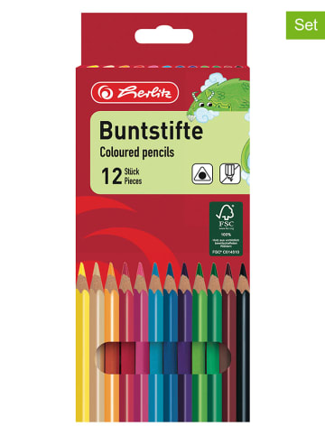 Herlitz 3-delige set: driehoekige kleurpotloden meerkleurig - 3x 12 stuks