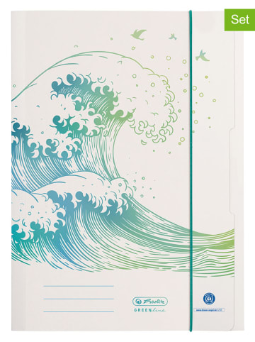 Herlitz 2er-Set: Sammelmappen ''GREENline Welle'' in Beige/ Grün - DIN A4