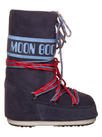 Moon Boot Leder-Winterstiefel "Icon" in Dunkelblau