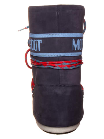 Moon Boot Leder-Winterstiefel "Icon" in Dunkelblau