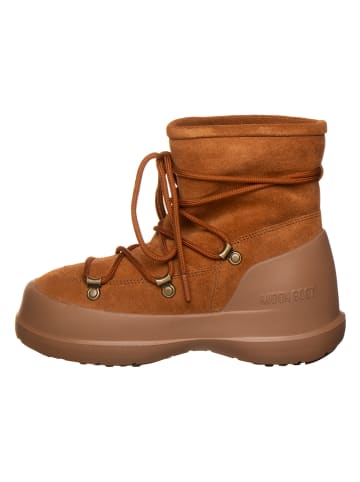 Moon Boot Leder-Winterboots "Luna" in Hellbraun