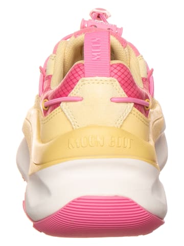 Moon Boot Skórzane sneakersy "Moon247 Xlace" w kolorze żółto-różowym