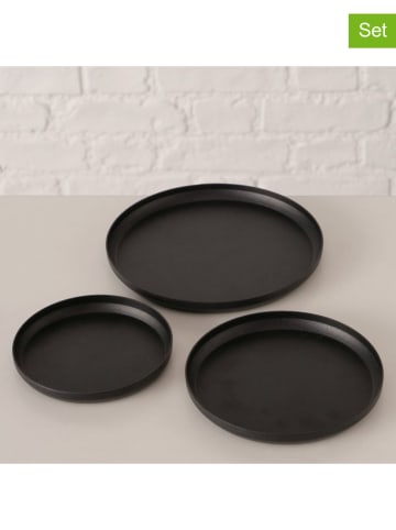 Boltze 3er-Set: Kerzenteller "Mio" in Schwarz