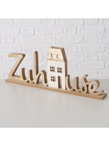 Boltze 2er-Set: Dekoaufsteller "Haus" in Hellbraun - (B)46 x (H)19 cm