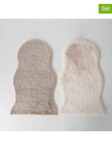 Boltze 2er-Set: Dekofelle "Liz" in Beige/ Hellbraun - (L)102 x (B)65 cm