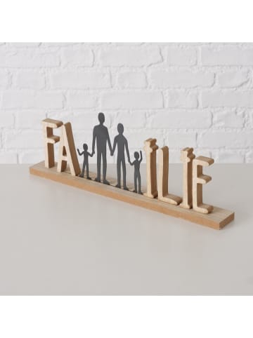 Boltze 2er-Set: Dekoaufsteller "Familie" in Hellbraun/ Schwarz - (B)38 x (H)15 cm