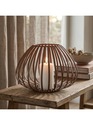 Boltze Windlicht "Celine" in Braun - (H)15 cm