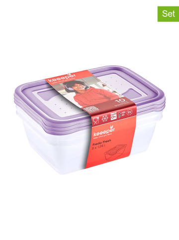 keeeper 3er-Set: Frischhaltedosen "Fredo Fresh" in Lila - 1,25 l