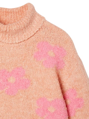 vertbaudet Rollkragenpullover in Orange/ Rosa