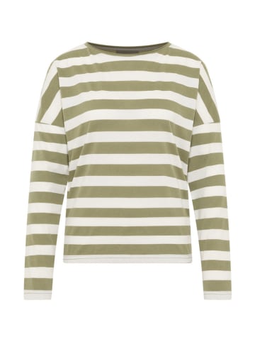 ELBSAND Longsleeve "Milia" in Oliv/ Weiß