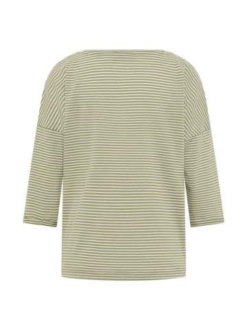 ELBSAND Longsleeve "Veera" in Grün/ Weiß