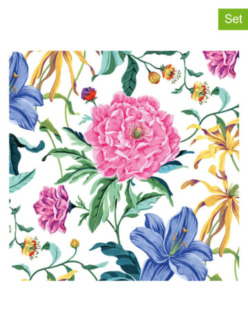 ppd 2er-Set: Servietten "Peonia" in Weiß/ Rosa/ Gelb - 2x 20 Stück