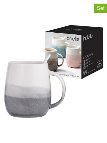 Ladelle 2-delige set: koffiekoppen "Immerse Ombre" grijs - (H)12 x Ø 8 cm