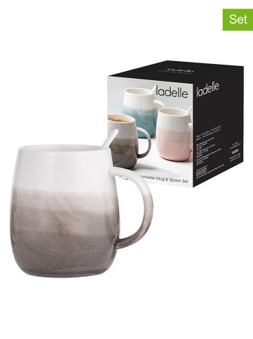 Ladelle 2-delige set: koffiekoppen "Immerse Ombre" lichtbruin - (H)12 x Ø 8 cm