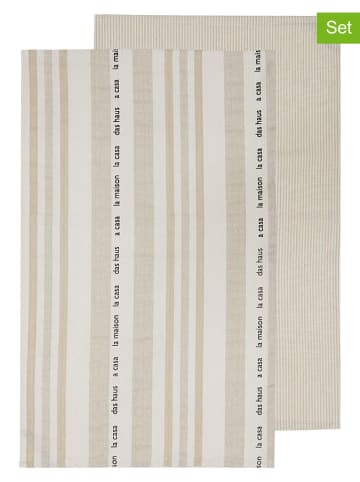 Ladelle 2-delige set: theedoeken "La Casa" beige - (L)70 x (B)45 cm